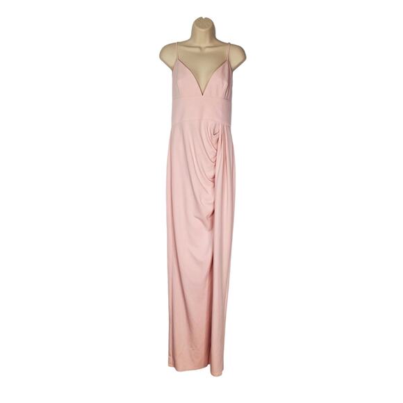 Katie May Reconcile Gown Maxi Dress V-Neck Side Slit Blush Pink Size Medium - Picture 2 of 12